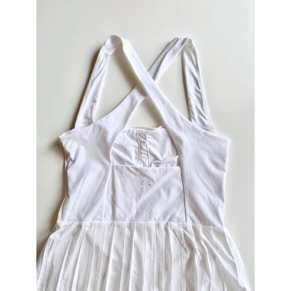 VARLEY Carina White Stretch Technical Weave Pleated Tennis Dress, Size L - Picture 11 of 16